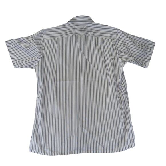 Maus & Hoffman Short Sleeve Button-down Shirt Purple Stripe Cotton USA Men Large - Picture 2 of 8